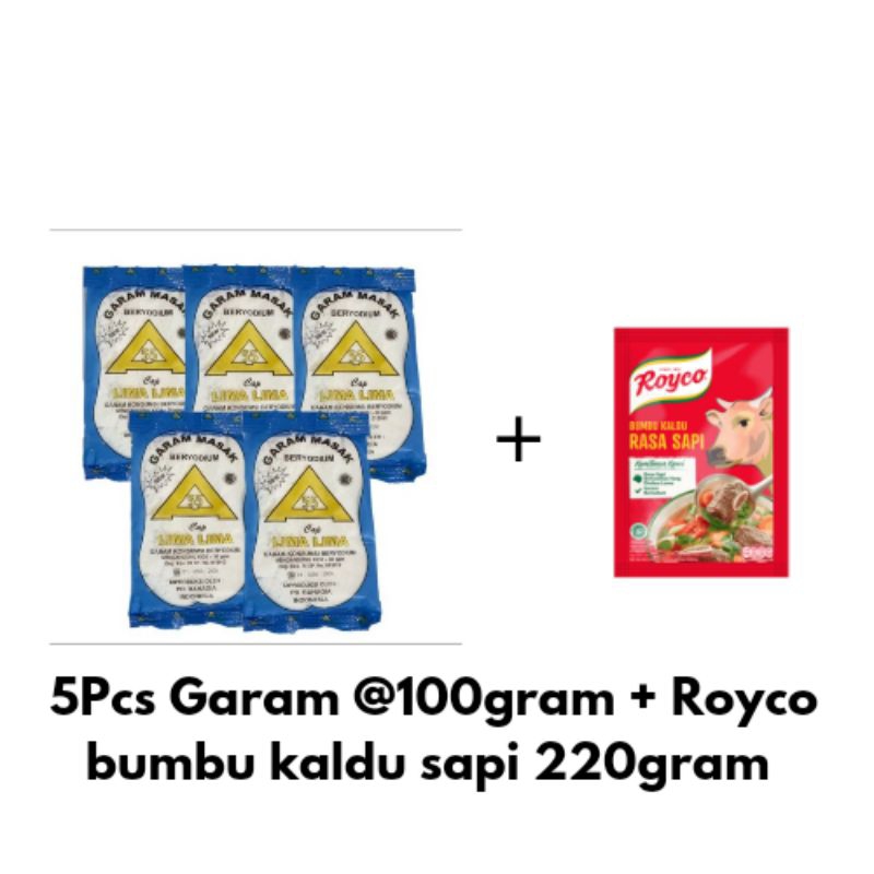 

5Pcs Garam dapur @100gram + 1 Royco 220gram