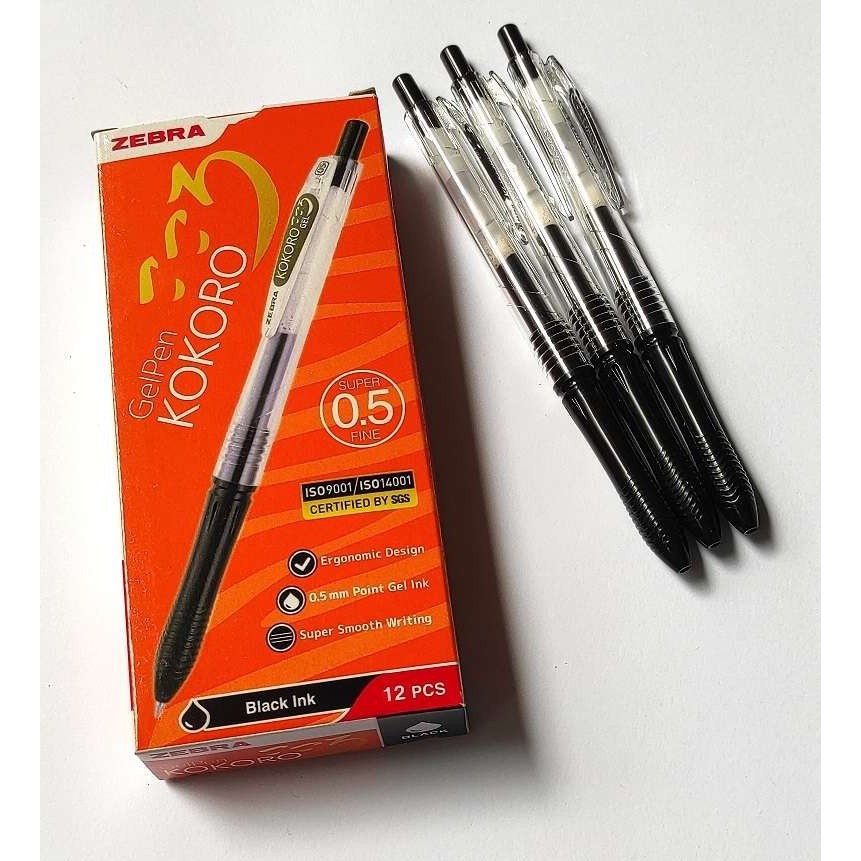 

Pulpen Gel - ZEBRA Kokoro Pulpen Gel 0.5mm Retractable Gel Pen Tinta Warna Hitam Alat Tulis