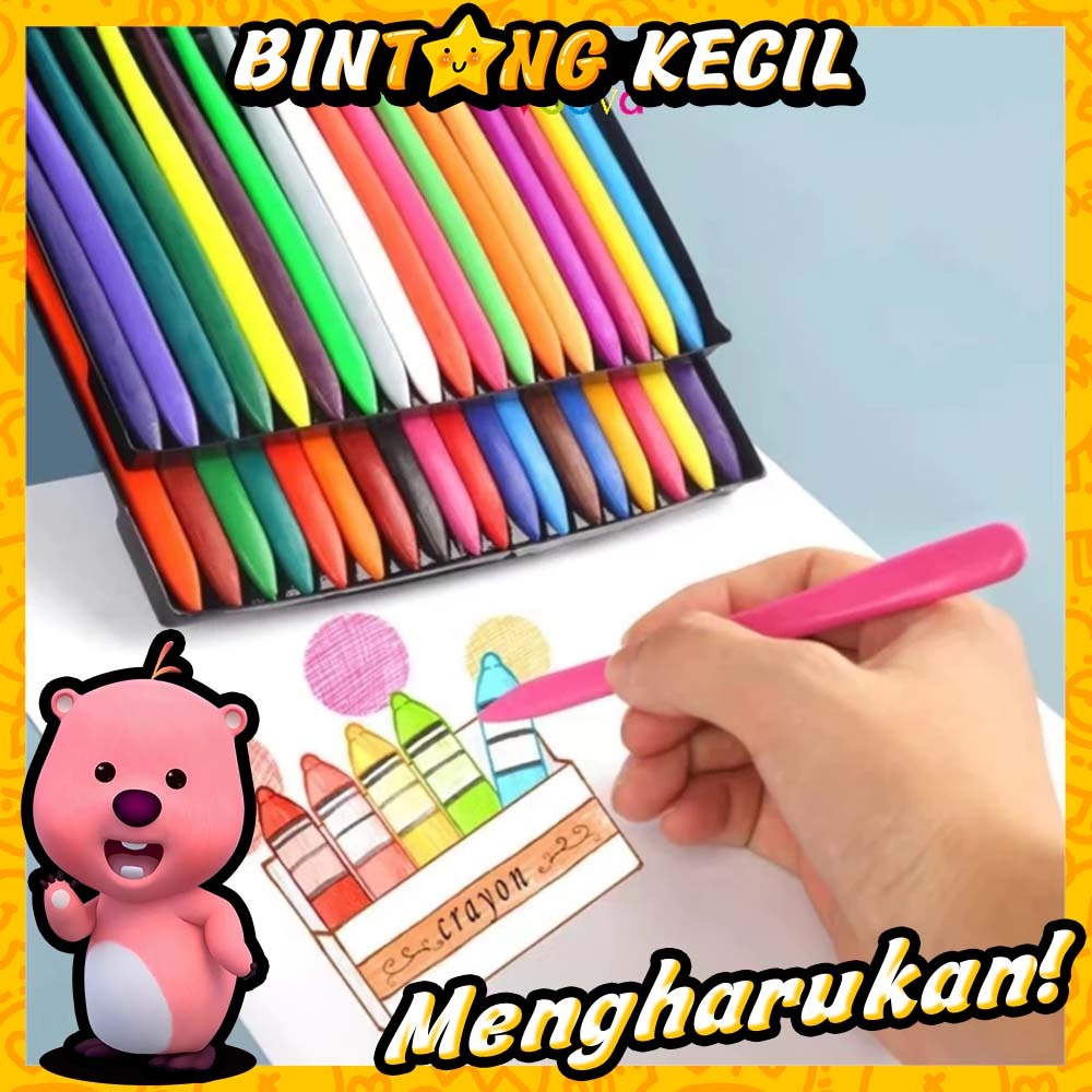 

1 SET Krayon Sekolah krayon mewarnai isi Crayon 24 Warna Cerah Bentuk segitiga ergonomis tidak beracun