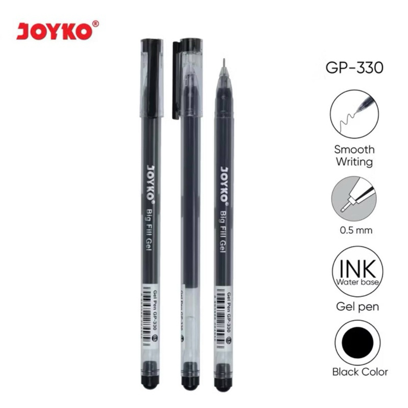 

Gel Pen Pulpen Pena Joyko GP-330 Big Fill Gel 0.5 mm ECER 1 Biji