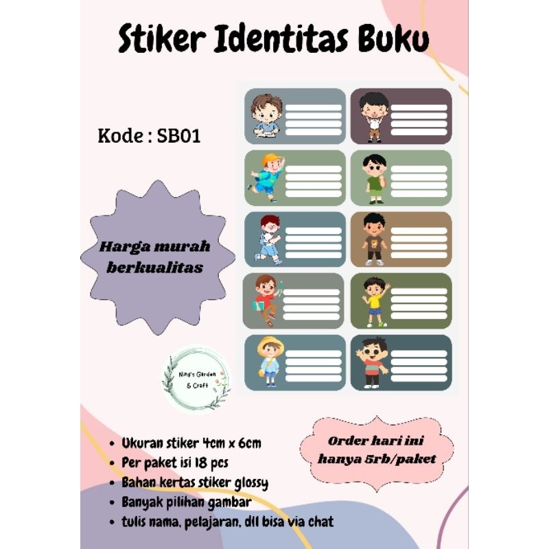 

stiker nama / identitas buku