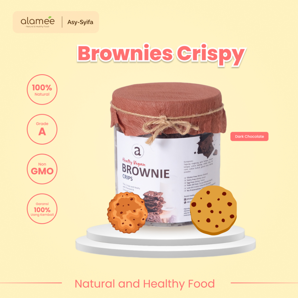 

Brownies Crispy Cookies cemilan Snack Sehat Healthy Cookie Kue Kering Brownie Chips Choco Chip