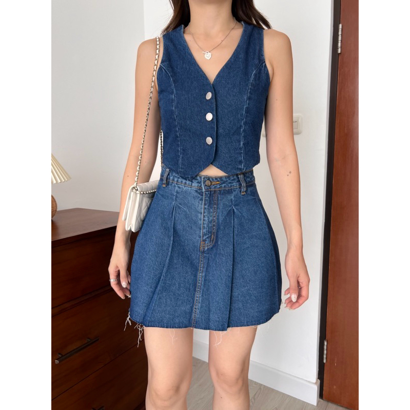 BEA SKIRT – OUDRE | Bawahan Wanita | Rok Jeans | Mini Skirt Denim | Trendy Skort