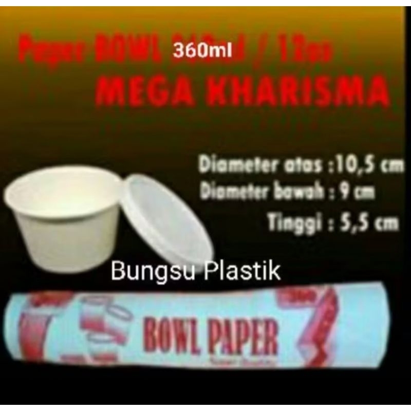 Mangkok Paper bowl / Mangkok Kertas 360ml + Tutup isi 50pcs