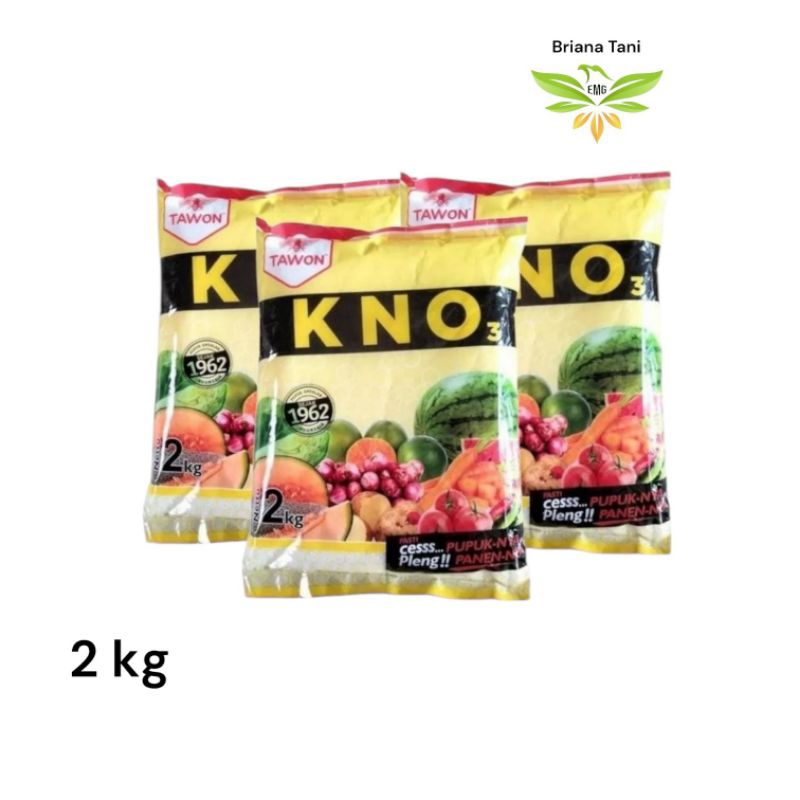 ￼Pupuk KNO3 Putih 2Kg Nitrogen (N) 13% Kalium (KO) 46% KNO 3 Cap TAWON Prill DGW