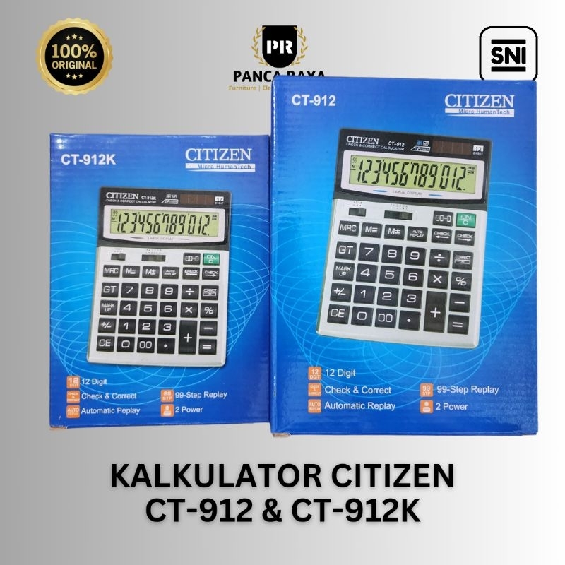 

KALKULATOR CITIZEN CT-912 & CT-912K 12 DIGIT AUTO REPLAY