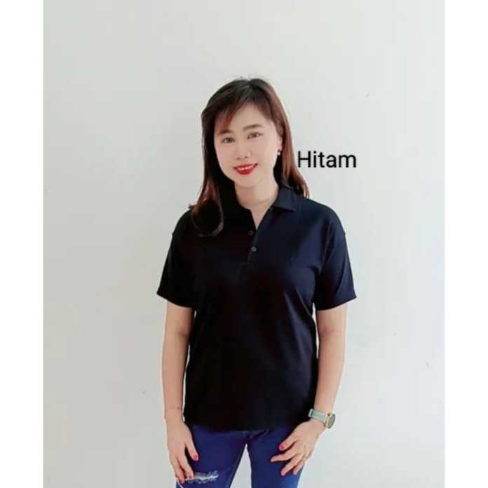 Kaos kerah cewe HITAM polos - polo polos hitam wanita - polo pendek perempuan - winstar polos - kaos