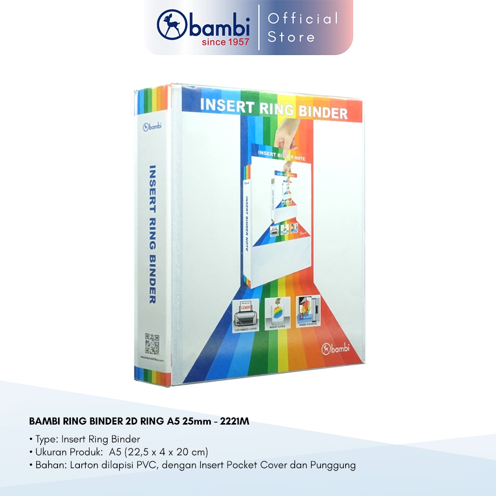 

Bambi Insert Ring Binder A5 Type 2 Hole With Interchanges Label Medium Size 25 mm Original