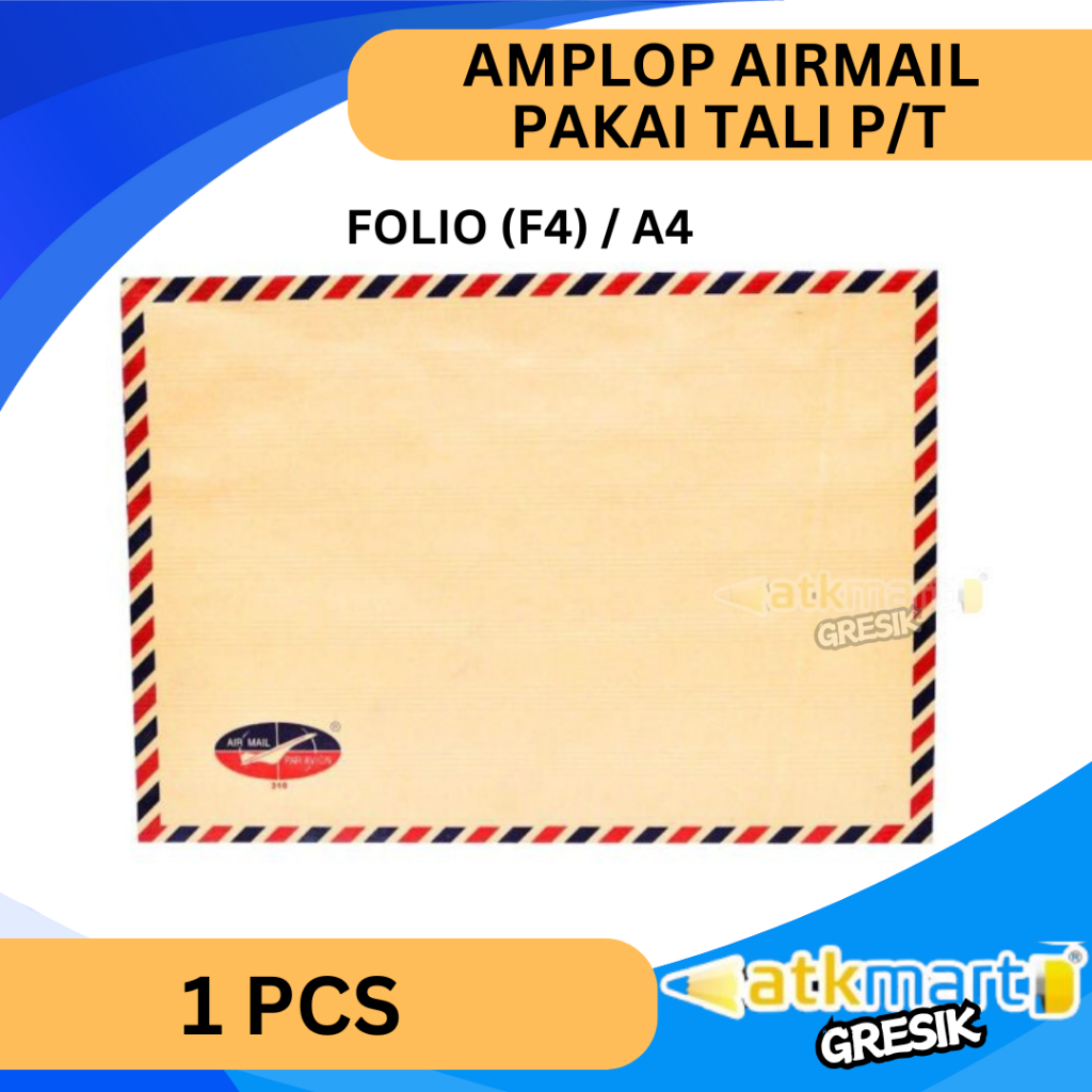 

AMPLOP AIRMAIL FOLIO (F4) / A4 AMPLOP COKLAT PAKAI TALI P/T 309 310 AMPLOP BERKAS LAMARAN KERJA