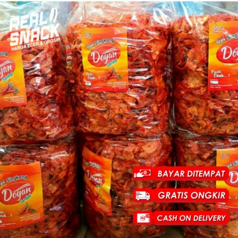 

Keripik Singkong Rujak Sambel Balado Basah Gurih Lezat kemasan 1kg Eba