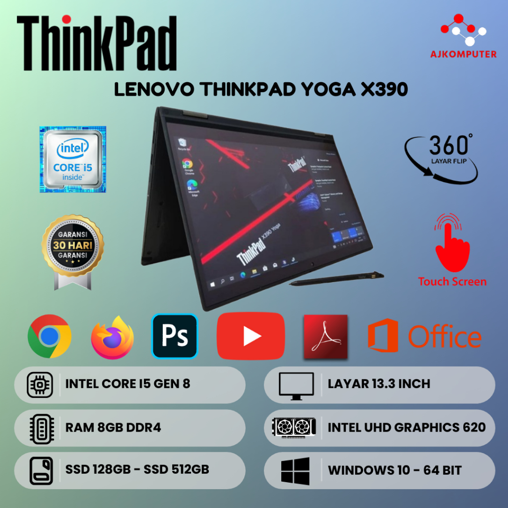 LENOVO THINKPAD X390 / YOGA X390 CORE i5 / i7 GEN 8 SECOND ORI GARANSI