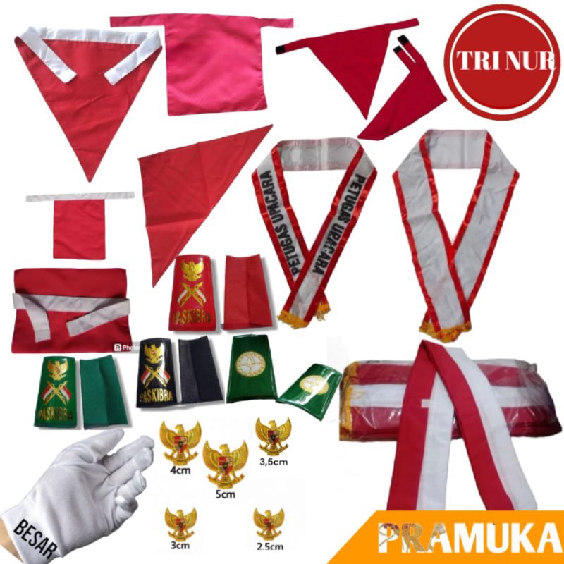 Atribut Paskibra Macam Perlengkapan Paskibraka - Sarung Tangan - MPG - Peci - Slempang
