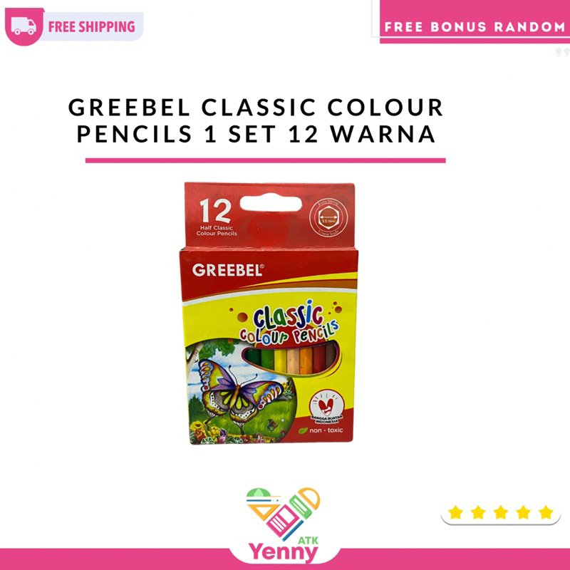 

Greebel Classic Colour Pencils 1 Set 12 Warna | Greebel Pensil Warna Kecil