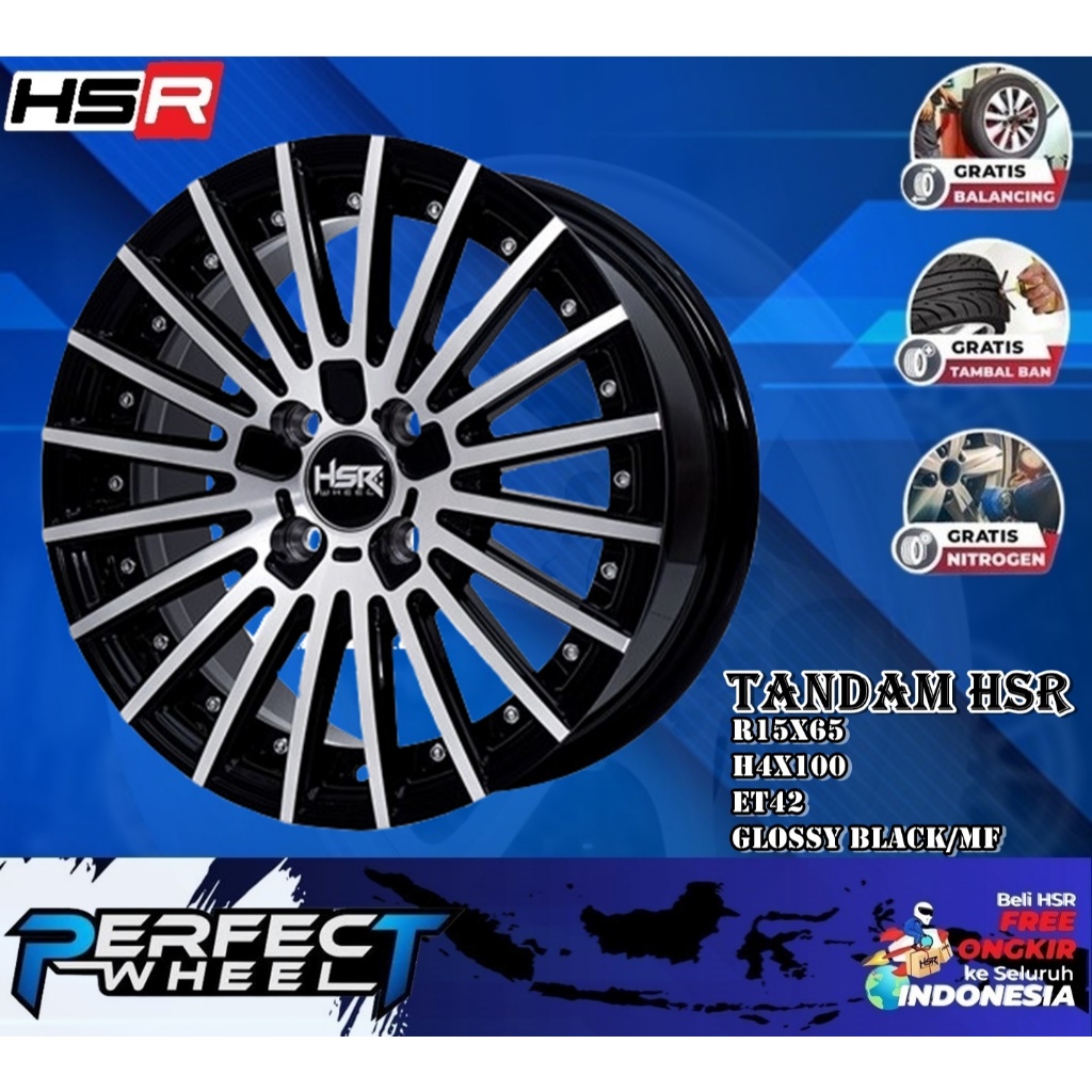 Velg Racing Hsr Tandam Ring 15 Velg Mobil Brio,Agya,Sirion,Datsun Lebar 6,5 Rata