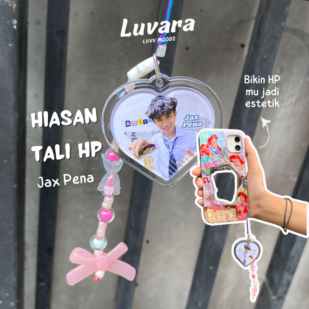 Super Estetik Tali HP Jax Pena Bonus Photocard Liontin Hiasan Case HP Akrilik