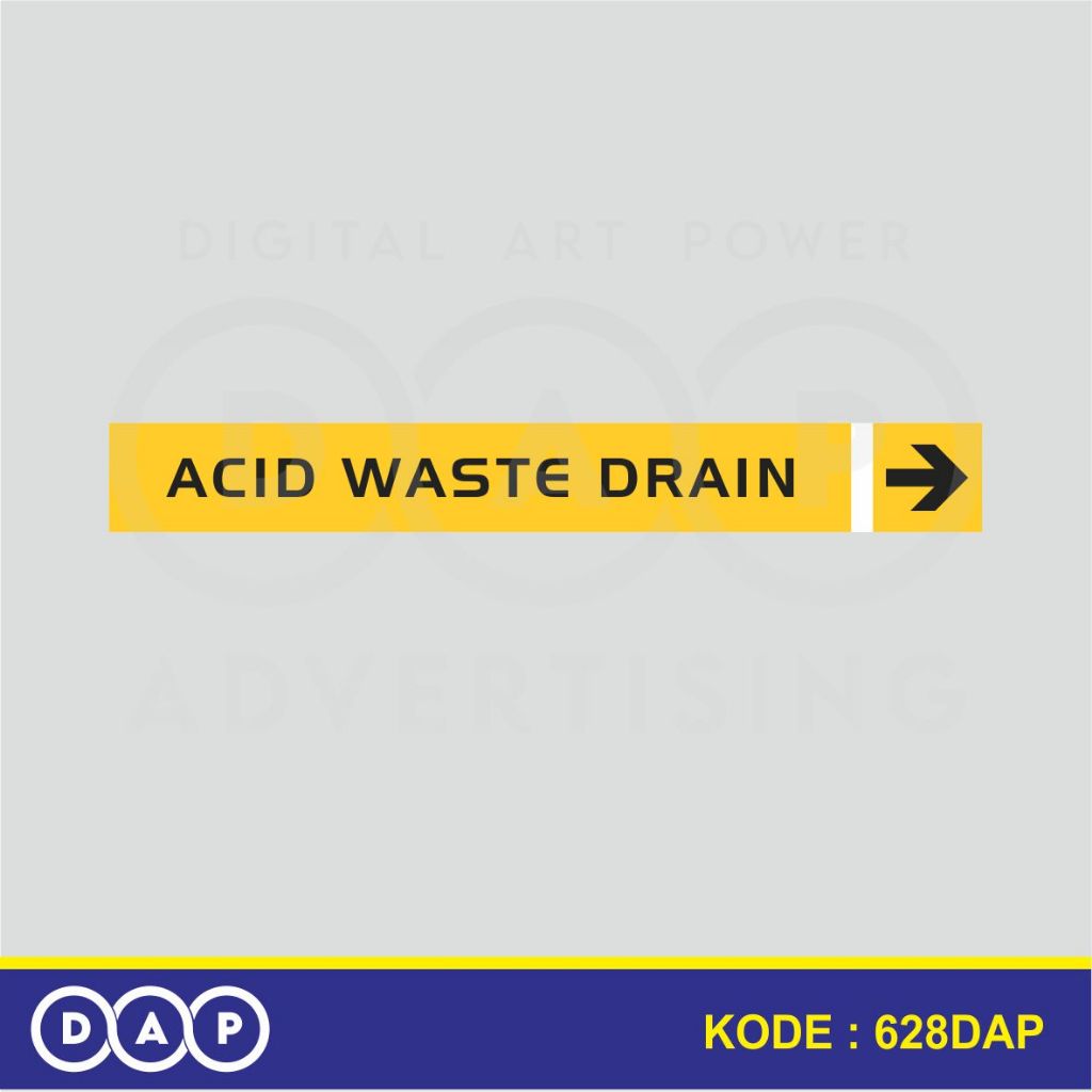 

628 - STIKER LABEL PIPA INDUSTRI - ACID WASTE DRAIN - 40 X 3 CM- VYNIL - TERBAIK