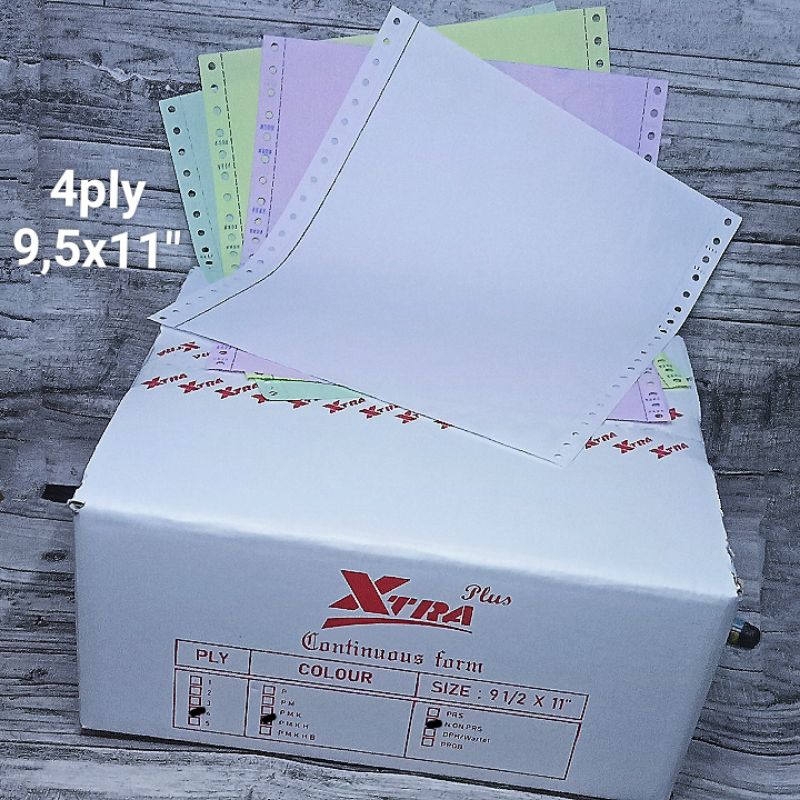 

Kertas Continuous form 4ply 250 set 9.5x11" tanpa pembagian