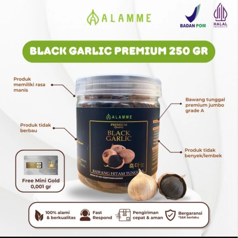 

Black Garlic Bawang Hitam Tunggal Lanang Jumbo Premium Alamme 250 Gram 250g 250gr