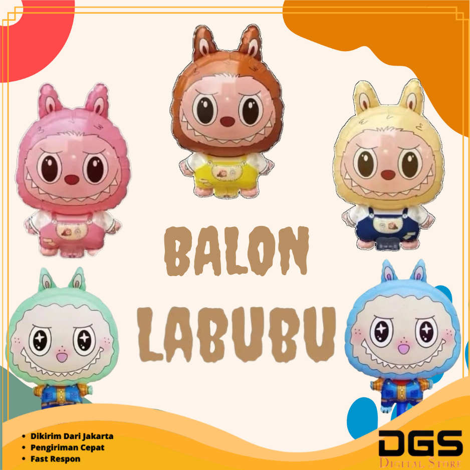 DGS Balon Karakter Boneka Labubu The Monsters Jumbo Balon Gas Foil