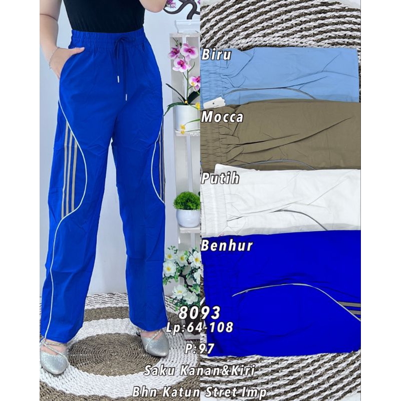 8093 Celana Panjang Wanita 2in1 Kulot / Joger Tali Serut Bawah Katun Stretch