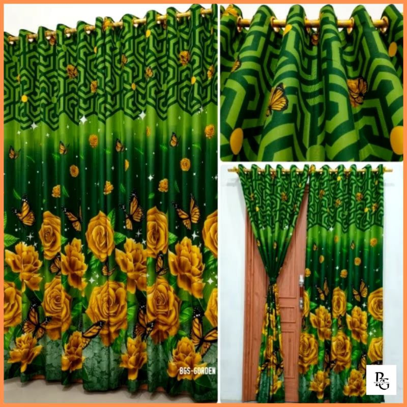 Gorden Murah Kualitas Premium / Tirai Jendela Cantik Motif Bunga Rimuru