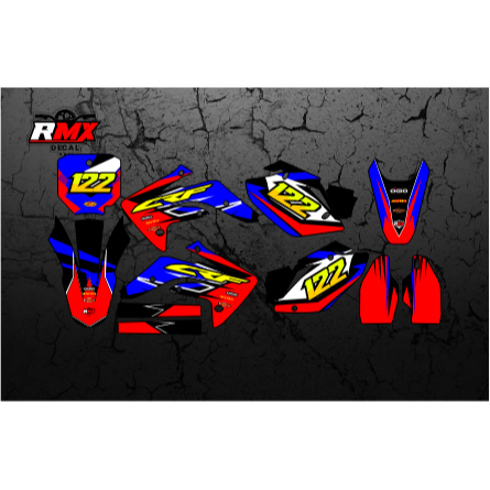 DECAL CRF 150 R FULLBODY (009) DEKAL STIKER CRF 150 LAMA HITAM MERAH, KUNING, HIJAU, BIRU TUA/MUDA, 
