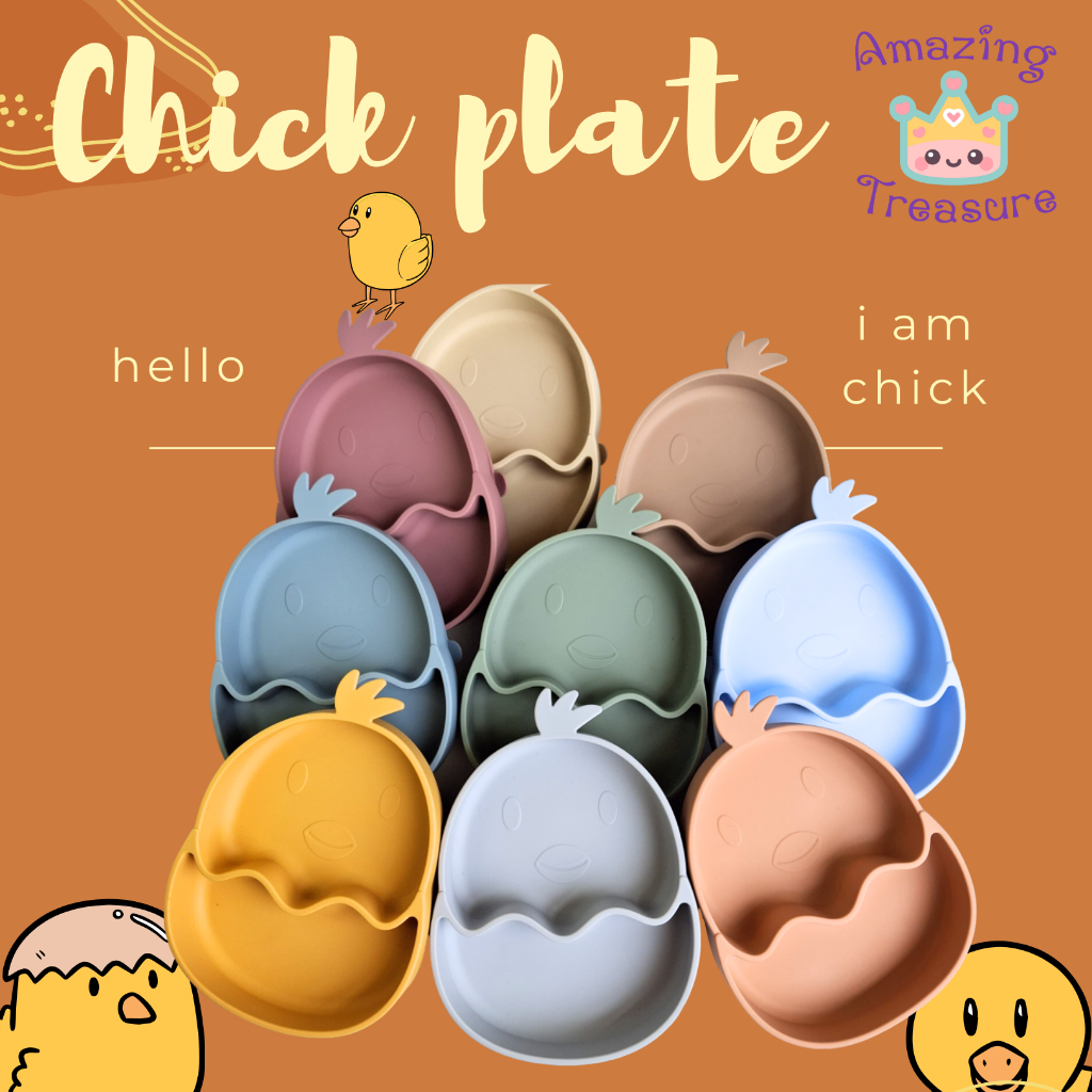 Piring Premium Silikon Ayam Chick Silicone Plate Foodgrade Piring Anak Bayi Children Kids Baby MPASI