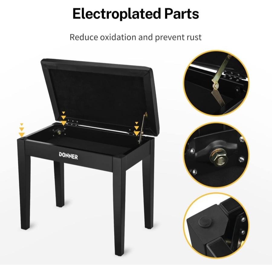 Donner Piano Bench Stool | Kursi Piano - Black