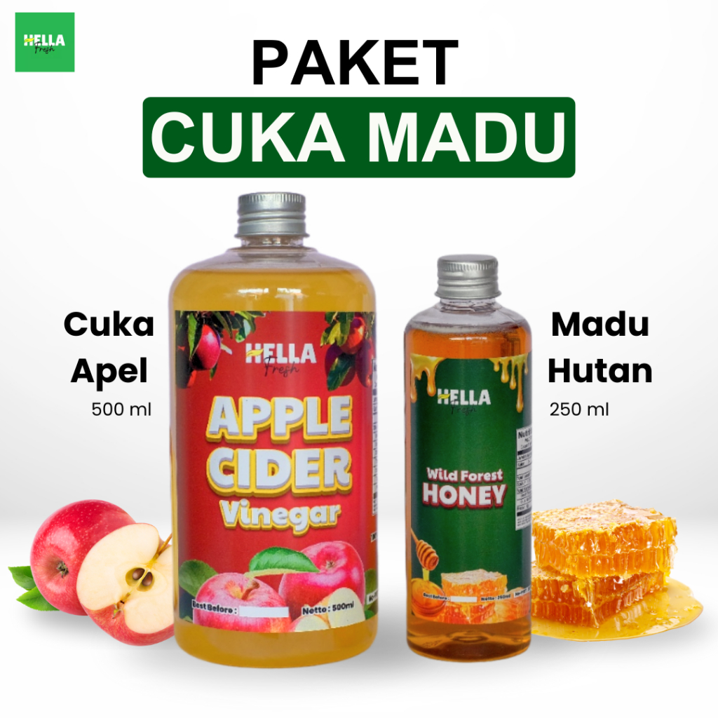 

Hella Fresh Paket Cuka Madu Paket Diet Sehat Cuka Apel 500ml Madu Hutan 250ml Paket Asam Lambung