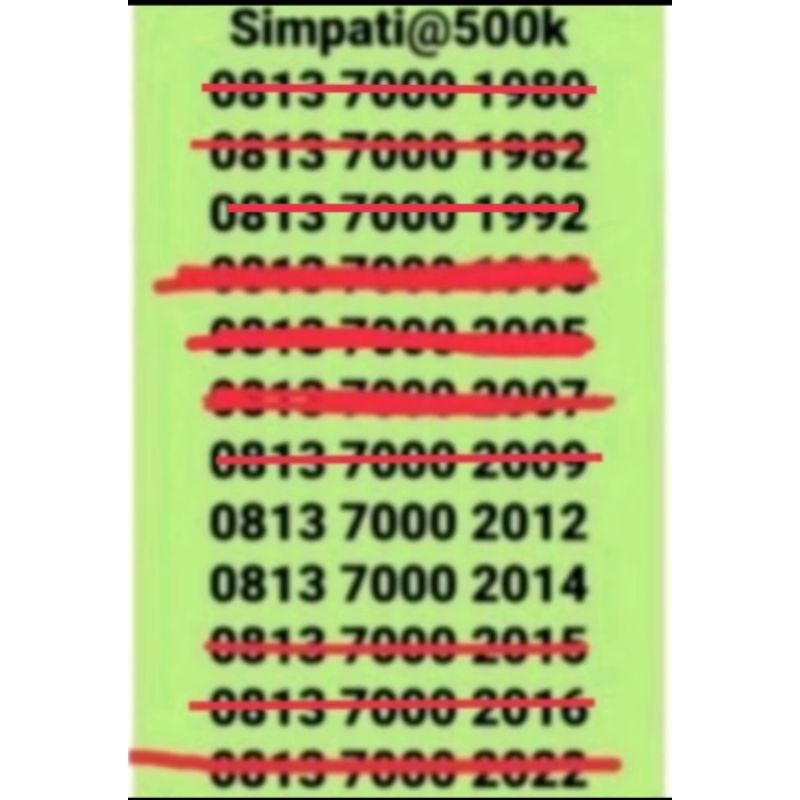 Nomor cantik simpati seri tahun 08** 7000 ****(2012,2014) nocan-kartu-perdana-telkomsel