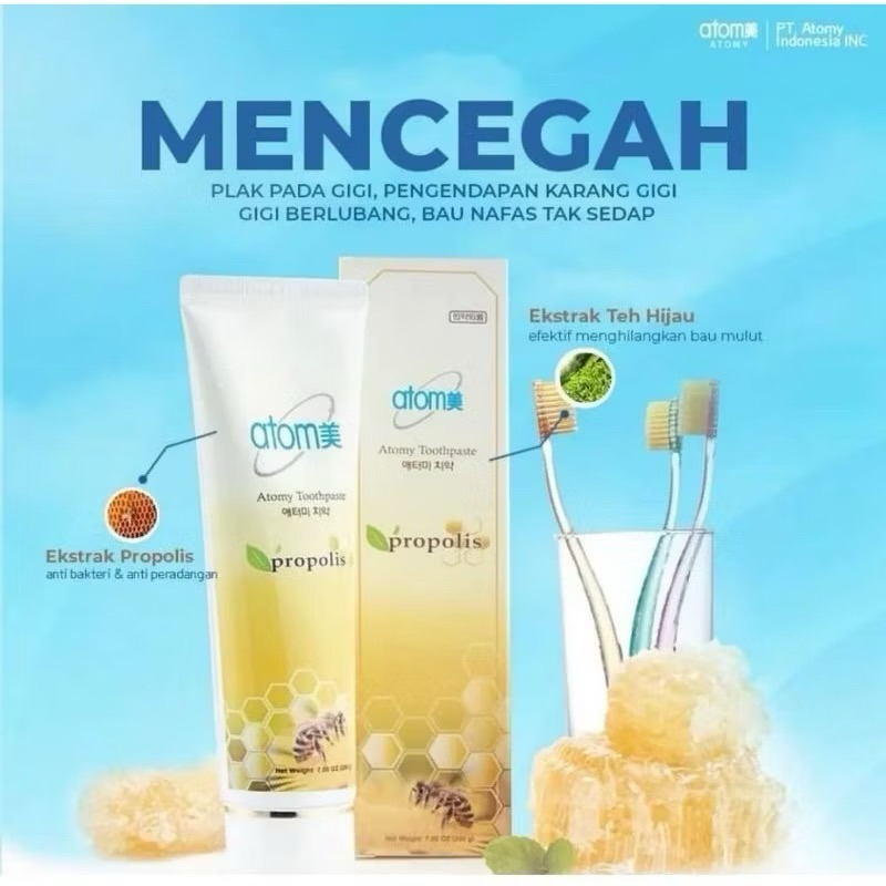 Atom Toothpaste Propolis bisa di gunakan utk menyembuhkan penyakit kulit Pasta Gigi Korea - Odol Pro