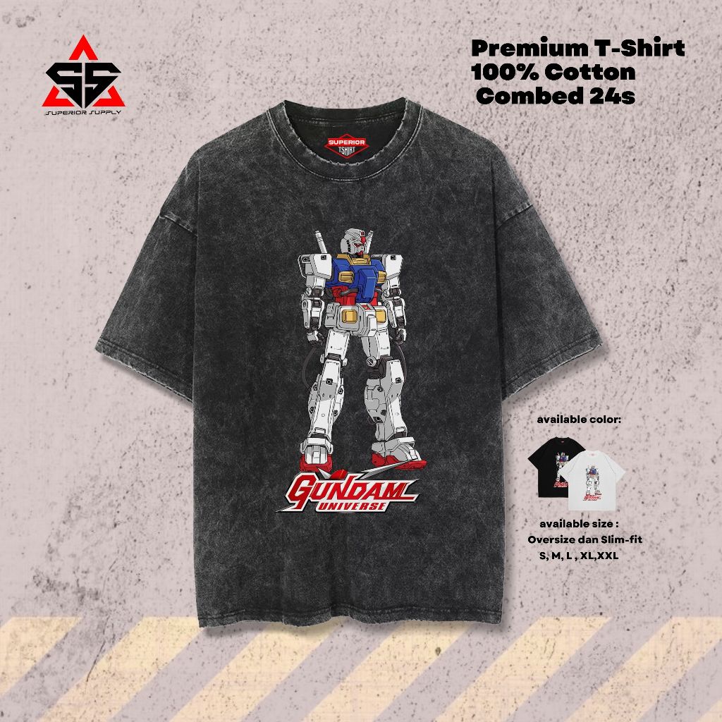 SUPERIOR Kaos Gundam Oversized washed tshirt Oversize slimfit sandwash GDM-7