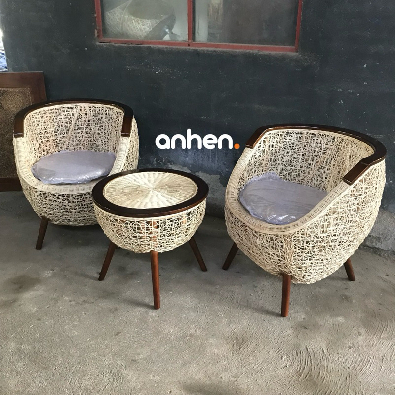 Set Kursi Teras Rotan Alam / Kursi Rotan Model Antik / Rattan Furniture / Rattan Chairs