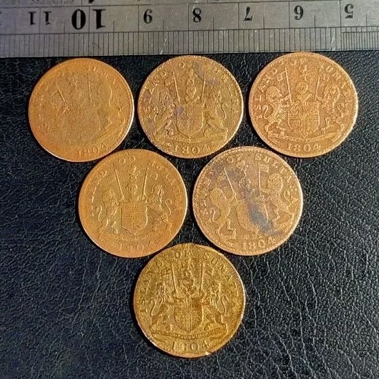 #6.BR. DIJUAL BORONGAN 6 KEPING KOIN KUNO ISLAND OF SUMATRA TAHUN 1804