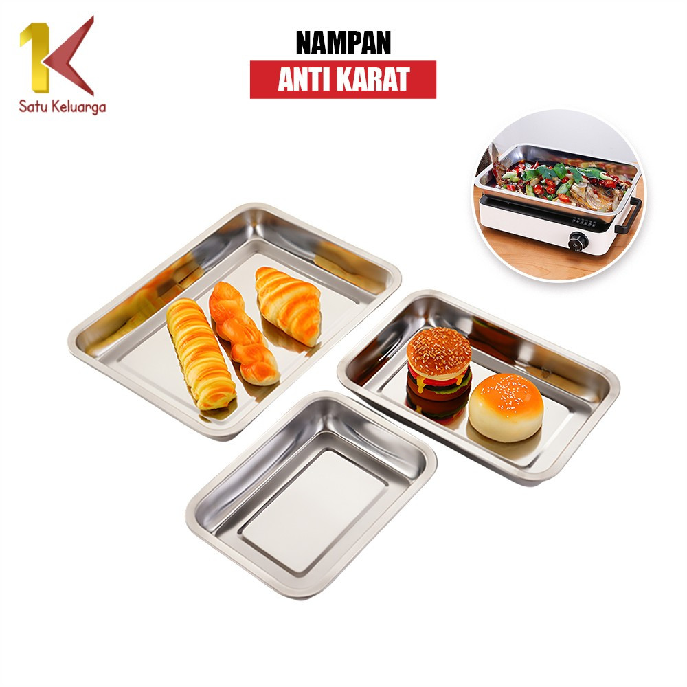 Satu Keluarga Nampan Stainless C1217 Baking Tray Loyang Persegi Untuk Kue Roti Anti Karat