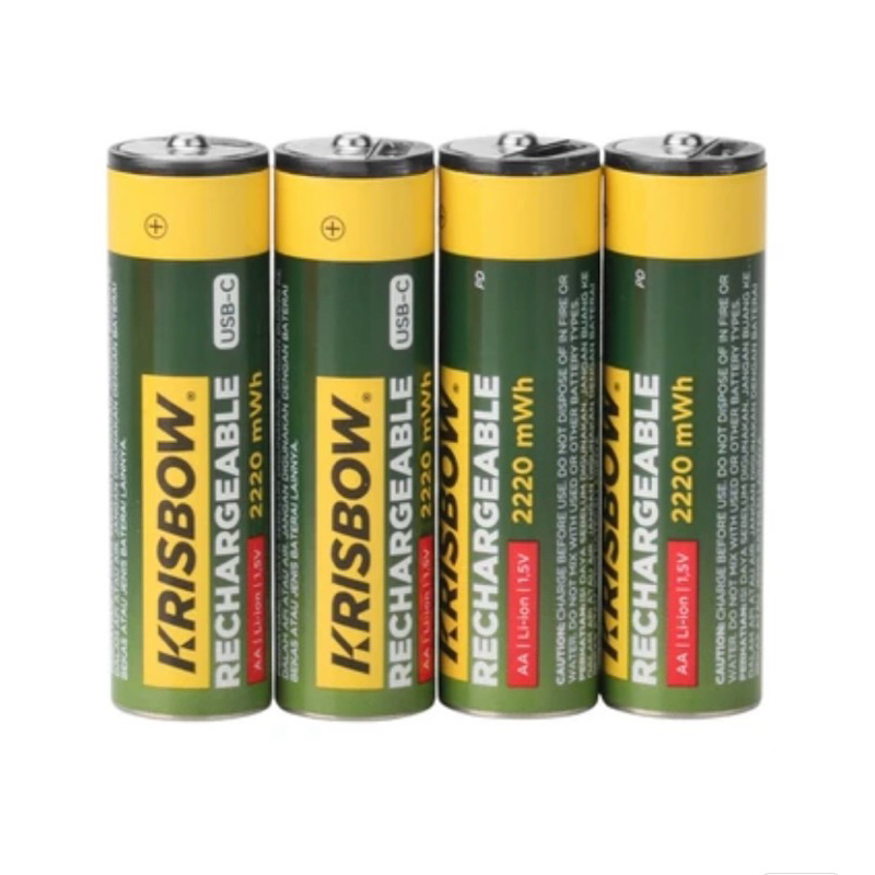 Ace hardware - Krisbow Set 4 Pcs Baterai Rechargeable Type C Batre Isi Ulang Peralatan Elektronik Ba