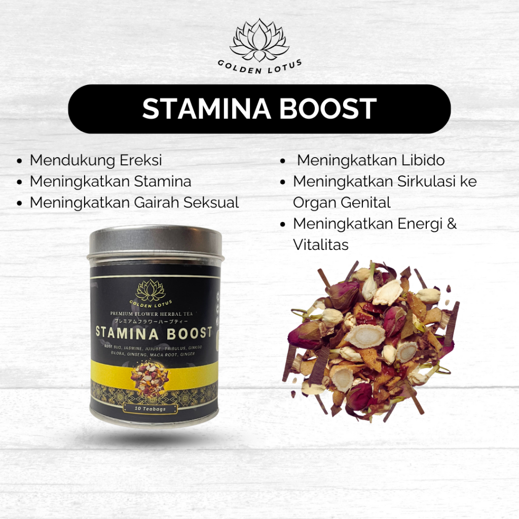 

GOLDEN LOTUS Teh Bunga Organic Maca Ginseng Meningkatkan Stamina Vitalitas Premium Flower Tea Herbal