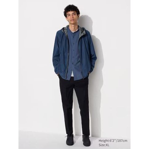 JAKET HOODIE PARKA COWO PRIA UNIQLO JAKET PARKA REVERSIBLE BOLAK BALIK WATER REPELENT