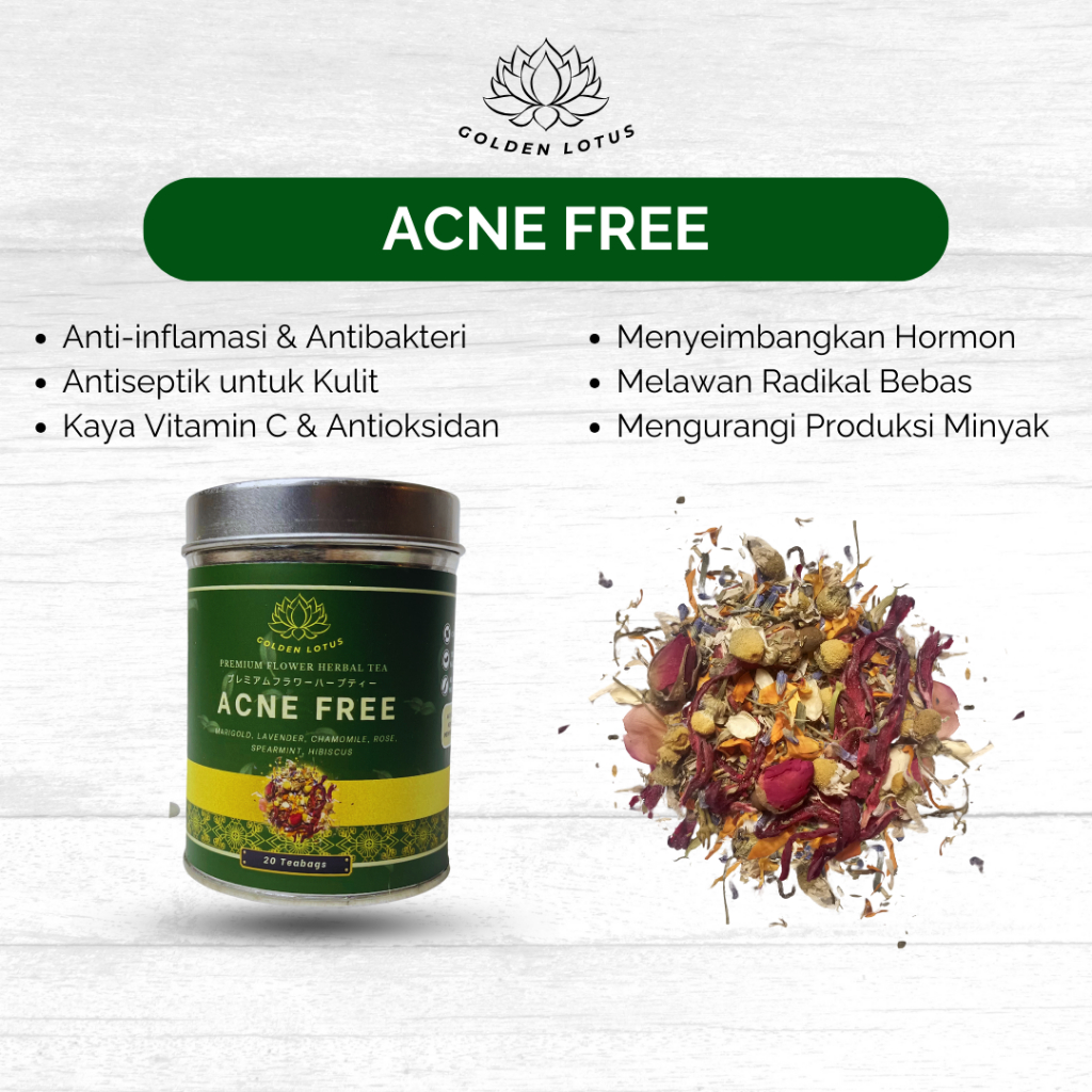 

GOLDEN LOTUS Teh Jerawat Bunga Organic Anti Acne Meredakan Radang Jerawat dan Kemerahan Premium Flower Tea Herbal