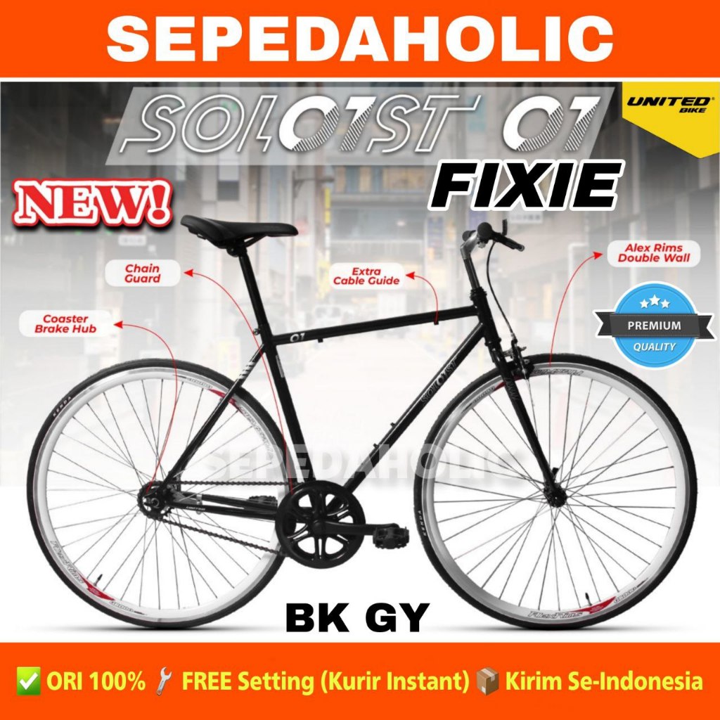 Sepeda Fixie UNITED SOLOIST 01 700C Balap Roadbike Rem Torpedo