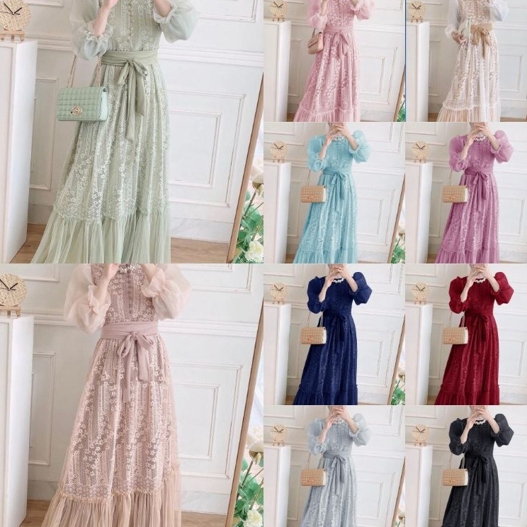 Hot Surprise  Maxy Dress Inara Size M L XL 2XL 3XL Rd Fashion Dress Muslim Viral Gamis Cantik Brokat