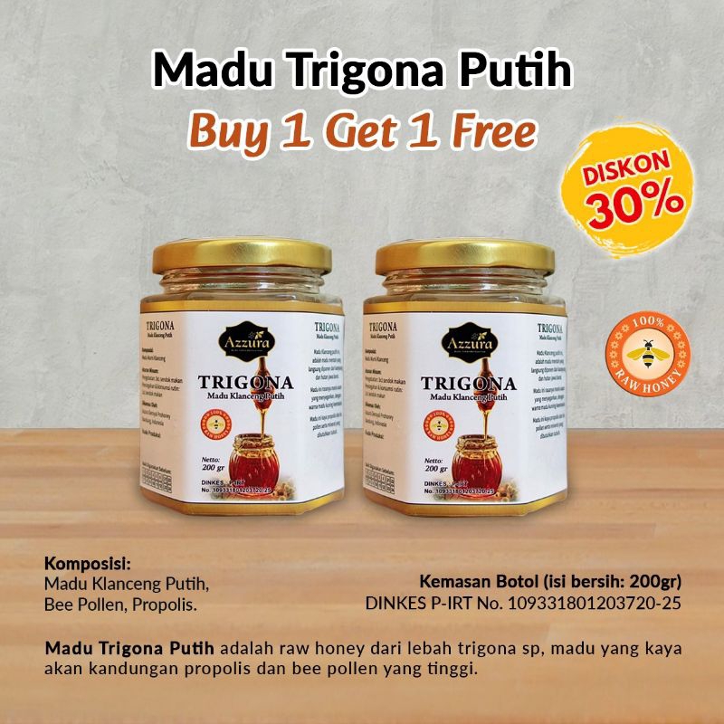 

Madu Azzura- Madu Trigona Putih 200gr (Buy 1 Get 1) 200gr