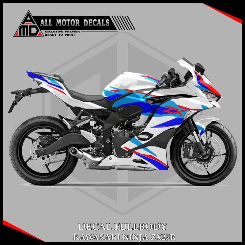 DECAL FULLBODY NINJA ZX25R GRAFIS TRI COLOR BMW / STICKER KAWASAKI NINJA ZX25R FULL BODY / STRIPING 