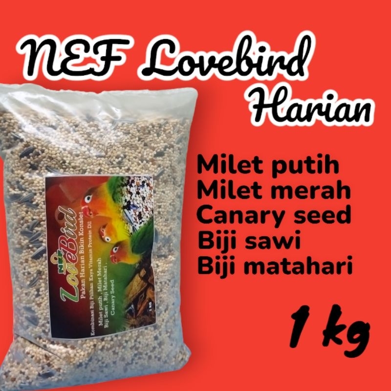 Pakan milet Lovebird/ Biji milet campur/ Pakan lovebird mix harian 1Kg.