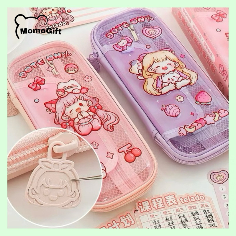 

Kotak Pensil Transparan 3D Cartoon Lucu Cantik Unik Karakter Dodogirl Cat TLD159