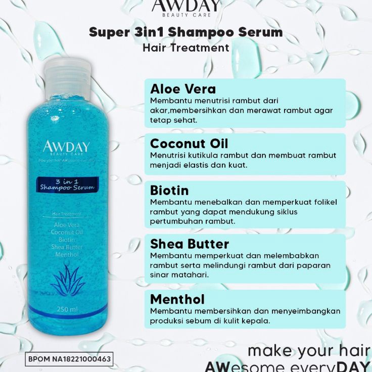 EKSKLUSIF Shampoo awday serum hair treatment  shampo awday 3in1