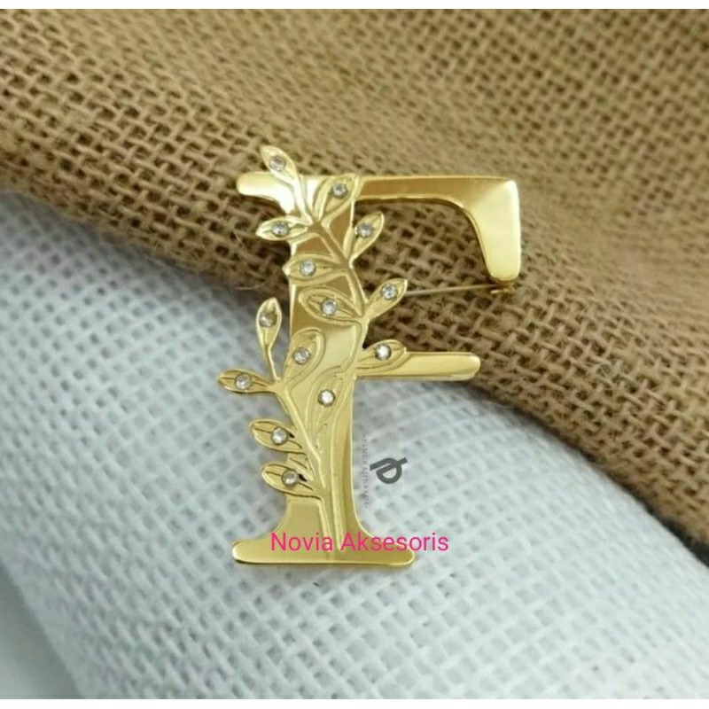 bros huruf variasi permata, bisa request inisial/ bros lapis emas