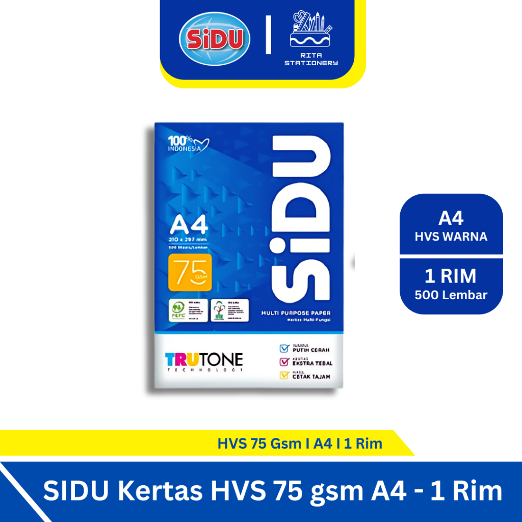 

Kertas HVS A4 Sinar Dunia 75 Gsm SIDU