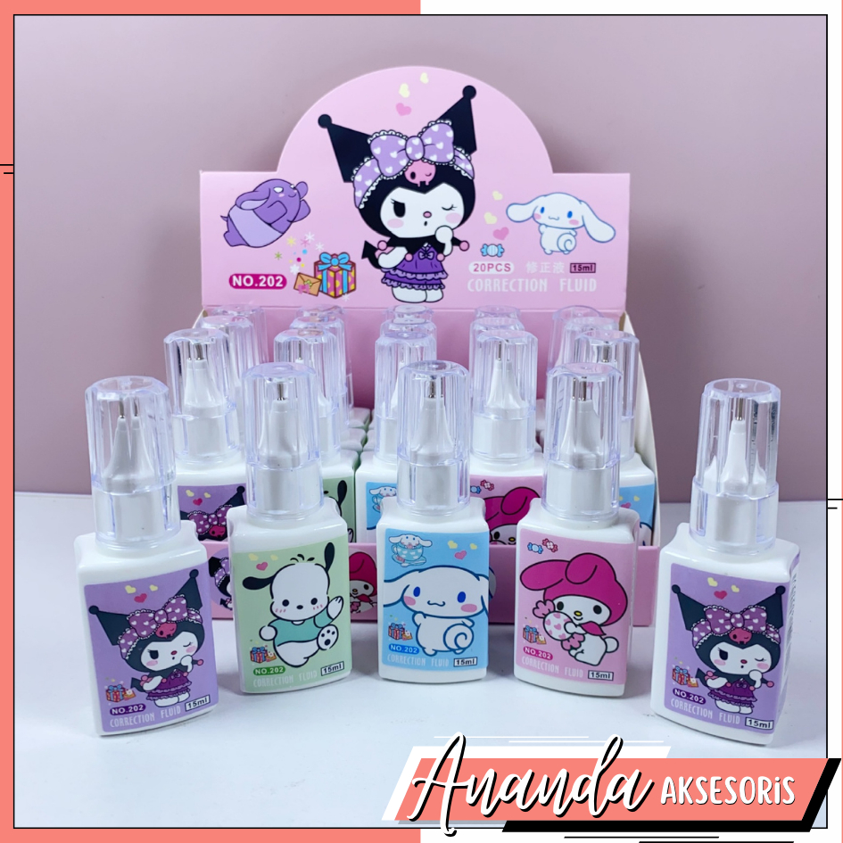 

Tip ex cair motif sanrio kuromi / melody / cinnamoroll