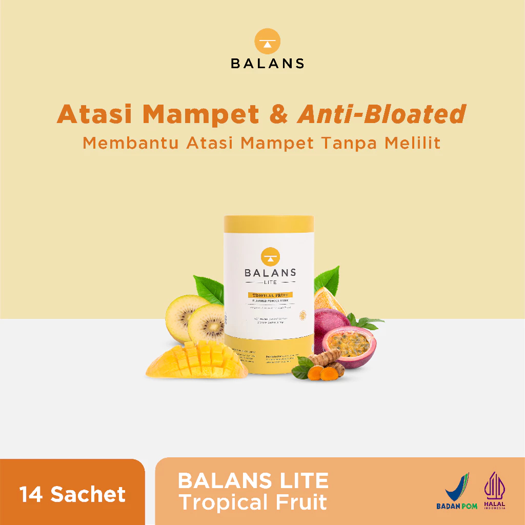 

Balans Lite | Tropical Fruit | Fiber & Probiotics Drink - Isi 14 Sachet